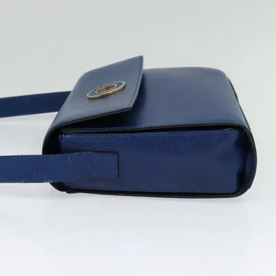 Pre-owned Celine Céline Logo Du Cercle Blue Leather Shoulder Bag ()