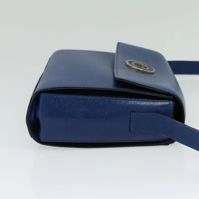 Pre-owned Celine Céline Logo Du Cercle Blue Leather Shoulder Bag ()