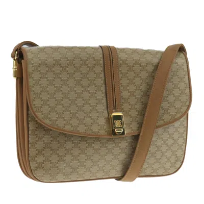 Pre-owned Celine Céline Macadam Beige Canvas Shoulder Bag () In Sand