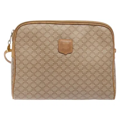 Pre-owned Celine Céline Macadam Beige Canvas Shoulder Bag () In Sand