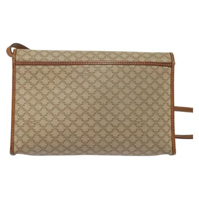 Pre-owned Celine Céline Macadam Beige Canvas, Leather Shoulder Bag () In Sand