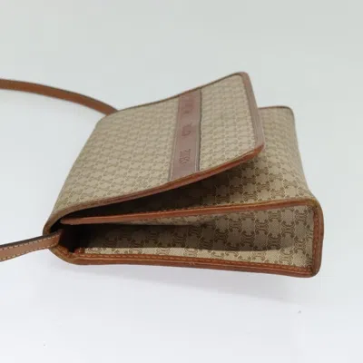 Pre-owned Celine Céline Macadam Beige Canvas, Leather Shoulder Bag () In Sand