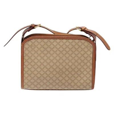 Pre-owned Celine Céline Macadam Beige, Brown Canvas Shoulder Bag () In Multi