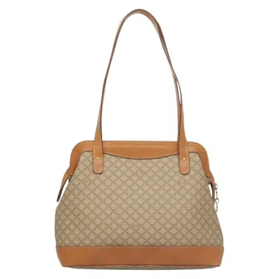 Pre-owned Celine Céline Macadam Beige, Brown Canvas, Leather Shoulder Bag () In Multi