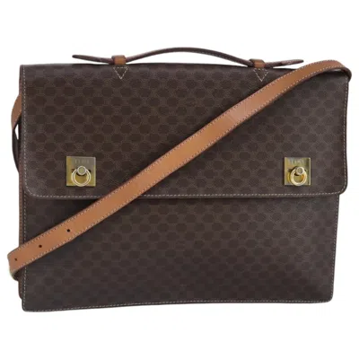 Pre-owned Celine Céline Macadam Brown Canvas Briefcase Bag ()