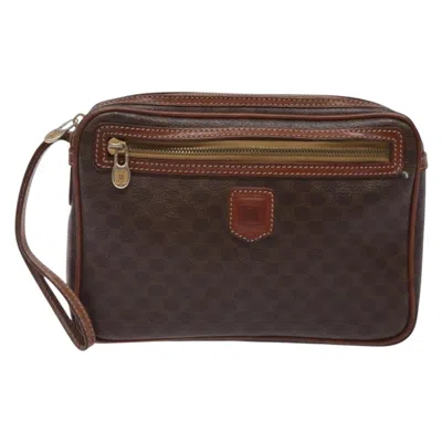 Pre-owned Celine Céline Macadam Brown Canvas, Leather Clutch Bag ()