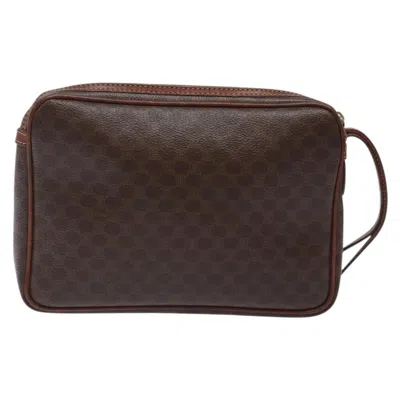 Pre-owned Celine Céline Macadam Brown Canvas, Leather Clutch Bag ()