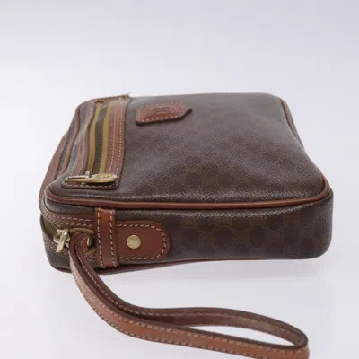 Pre-owned Celine Céline Macadam Brown Canvas, Leather Clutch Bag ()