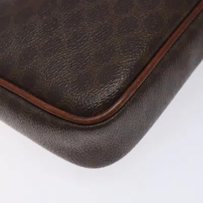 Pre-owned Celine Céline Macadam Brown Canvas, Leather Clutch Bag ()