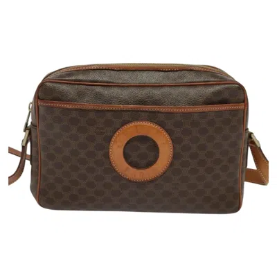 Pre-owned Celine Céline Macadam Brown Canvas, Leather Shoulder Bag ()
