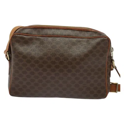 Pre-owned Celine Céline Macadam Brown Canvas, Leather Shoulder Bag ()