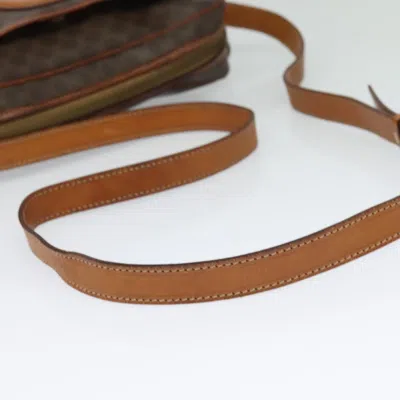 Pre-owned Celine Céline Macadam Brown Canvas, Leather Shoulder Bag ()