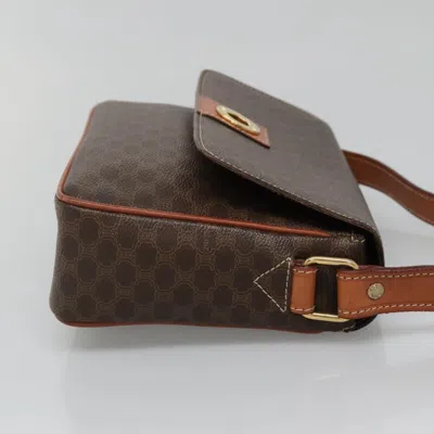 Pre-owned Celine Céline Macadam Brown,gold Canvas Shoulder Bag () In Multi