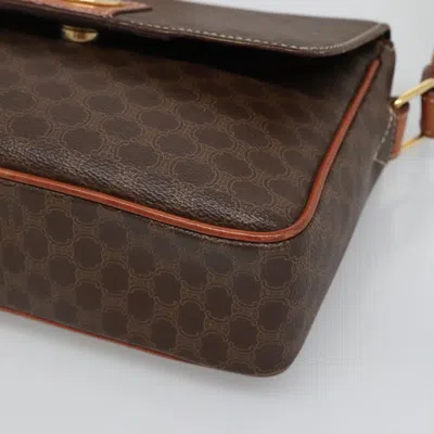 Pre-owned Celine Céline Macadam Brown,gold Canvas Shoulder Bag () In Multi