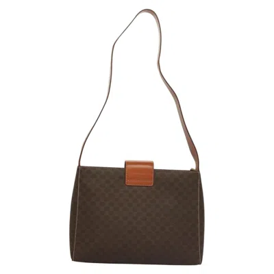 Pre-owned Celine Céline Macadam Brown,gold Canvas Shoulder Bag () In Multi