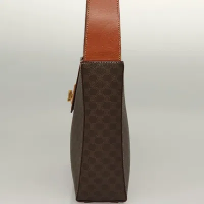 Pre-owned Celine Céline Macadam Brown,gold Canvas Shoulder Bag () In Multi
