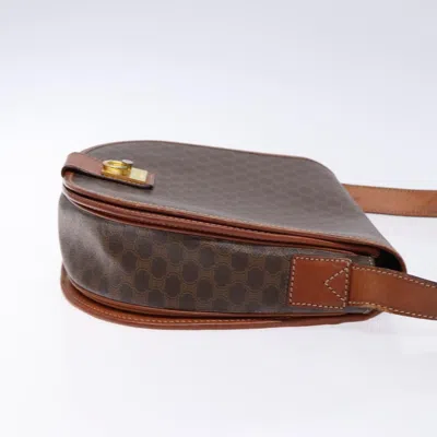Pre-owned Celine Céline Macadam Brown,gold Canvas Shoulder Bag () In Multi