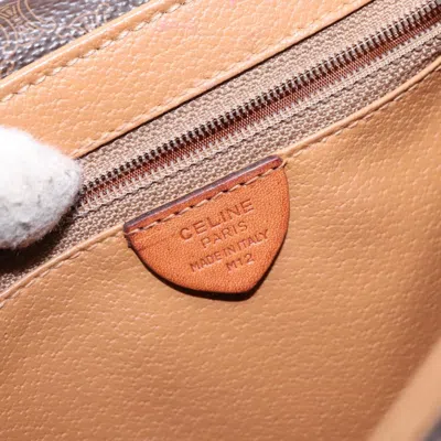 Pre-owned Celine Céline Macadam Brown,gold Canvas Shoulder Bag () In Multi