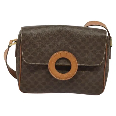 Pre-owned Celine Céline Macadam Brown,gold Canvas, Leather Shoulder Bag () In Multi
