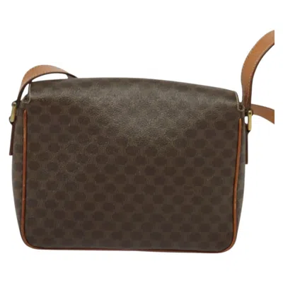 Pre-owned Celine Céline Macadam Brown,gold Canvas, Leather Shoulder Bag () In Multi