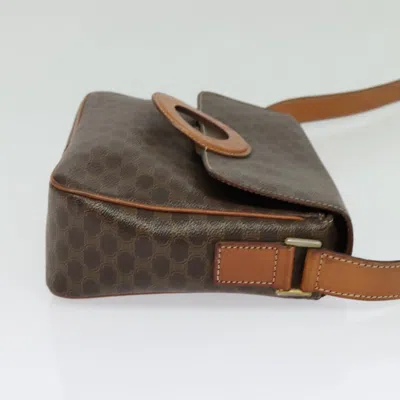 Pre-owned Celine Céline Macadam Brown,gold Canvas, Leather Shoulder Bag () In Multi