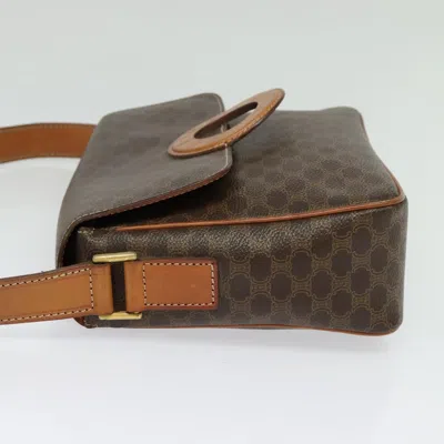 Pre-owned Celine Céline Macadam Brown,gold Canvas, Leather Shoulder Bag () In Multi