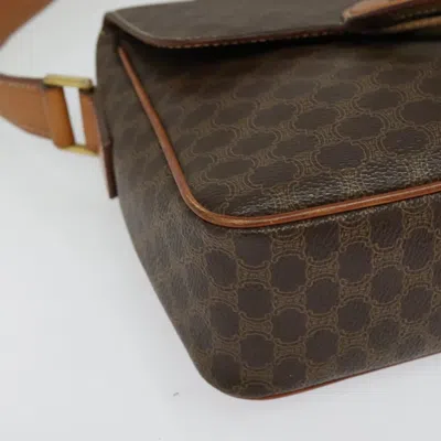 Pre-owned Celine Céline Macadam Brown,gold Canvas, Leather Shoulder Bag () In Multi