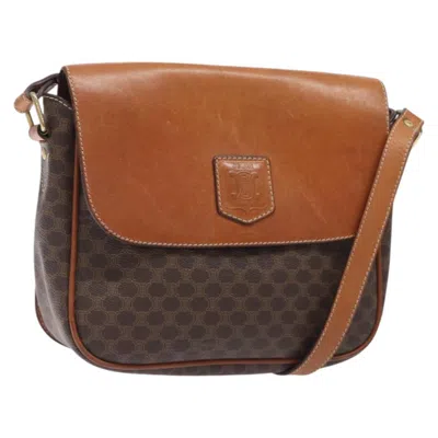 Pre-owned Celine Céline Macadam Brown,gold Pvc Shoulder Bag () In Multi