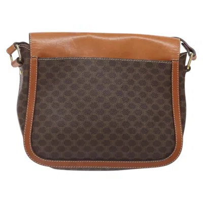 Pre-owned Celine Céline Macadam Brown,gold Pvc Shoulder Bag () In Multi
