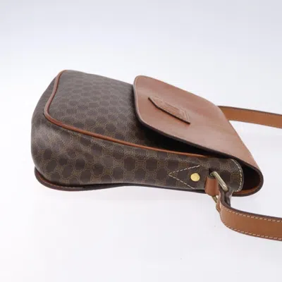 Pre-owned Celine Céline Macadam Brown,gold Pvc Shoulder Bag () In Multi