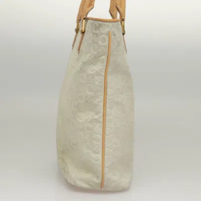 Pre-owned Celine Céline Macadam White Suede Tote Bag ()