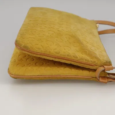Pre-owned Celine Céline Macadam Yellow Canvas Shoulder Bag ()