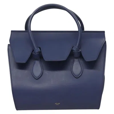 Pre-owned Celine Céline Tie Navy Leather Handbag () In Blue