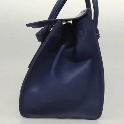 Pre-owned Celine Céline Tie Navy Leather Handbag () In Blue