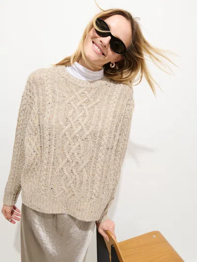 Alex Mill Madelyn Cable Knit Wool Blend Donegal Sweater In Neutral