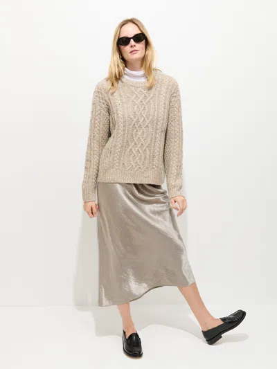 Alex Mill Madelyn Cable Knit Wool Blend Donegal Sweater In Neutral