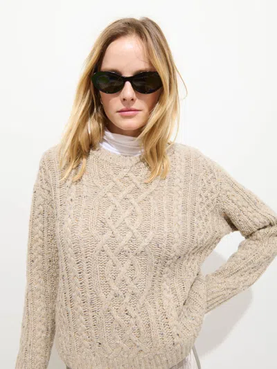 Alex Mill Madelyn Cable Knit Wool Blend Donegal Sweater In Neutral