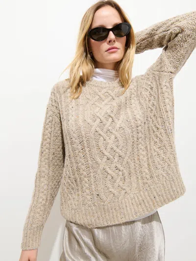 Alex Mill Madelyn Cable Knit Wool Blend Donegal Sweater In Neutral