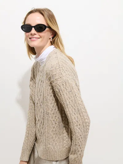 Alex Mill Madelyn Cable Knit Wool Blend Donegal Sweater In Neutral