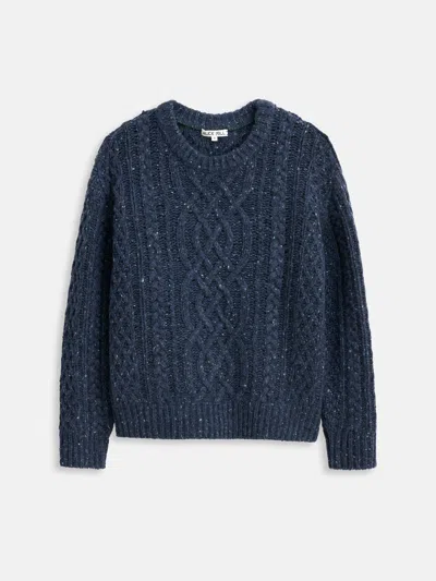 Alex Mill Madelyn Cable Knit Wool Blend Donegal Sweater In Blue