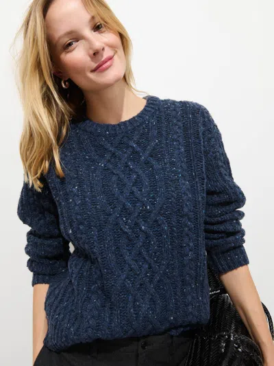 Alex Mill Madelyn Cable Knit Wool Blend Donegal Sweater In Blue