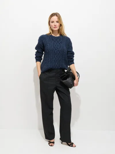 Alex Mill Madelyn Cable Knit Wool Blend Donegal Sweater In Blue