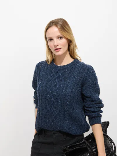 Alex Mill Madelyn Cable Knit Wool Blend Donegal Sweater In Blue