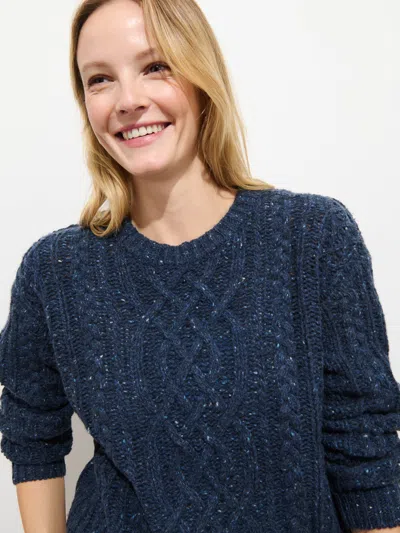 Alex Mill Madelyn Cable Knit Wool Blend Donegal Sweater In Blue