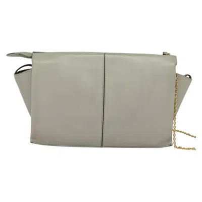 Pre-owned Celine Céline Tri-fold Gray Leather Shoulder Bag ()