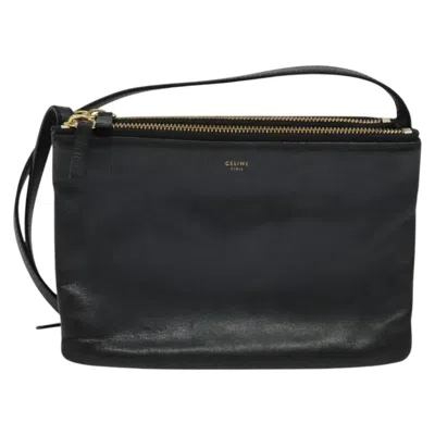Pre-owned Celine Céline Trio Black Leather Shoulder Bag ()
