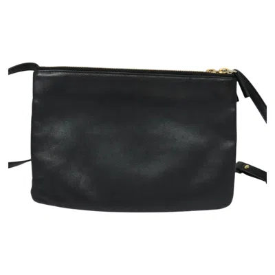 Pre-owned Celine Céline Trio Black Leather Shoulder Bag ()