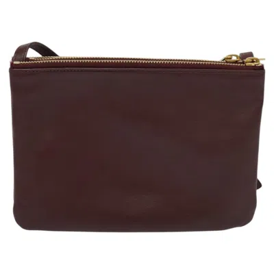Pre-owned Celine Céline Trio Burgundy Leather Shoulder Bag ()