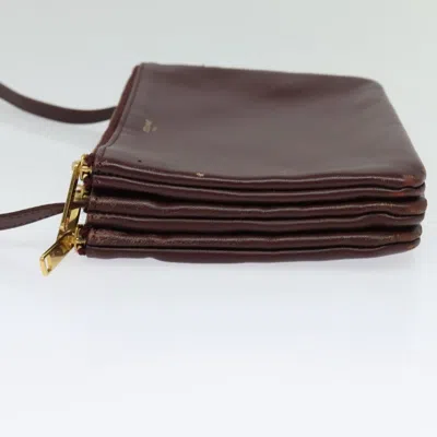 Pre-owned Celine Céline Trio Burgundy Leather Shoulder Bag ()
