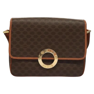 Pre-owned Celine Céline Triomphe Brown,gold Canvas Shoulder Bag () In Multi